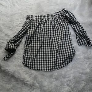 Off the shoulder gingham top